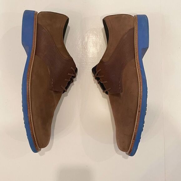Cole Haan Great Jones Oxford Saddle Shoe Brown Suede Blue Sole size 11 - Picture 3 of 11